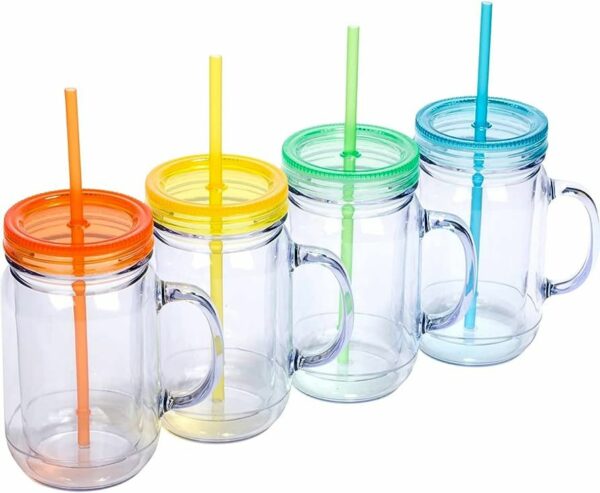 Plastic Jars with Lids and Handles